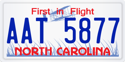 NC license plate AAT5877