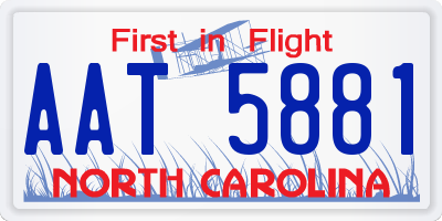 NC license plate AAT5881