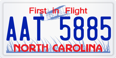 NC license plate AAT5885