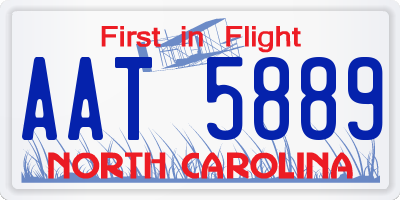 NC license plate AAT5889