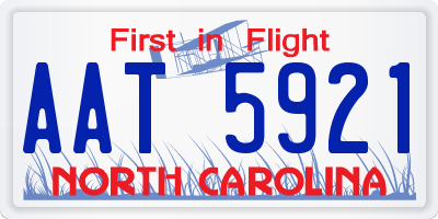 NC license plate AAT5921