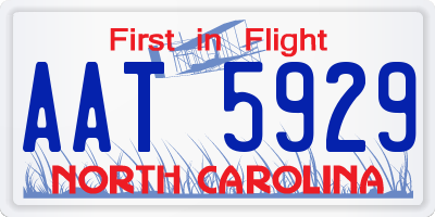 NC license plate AAT5929