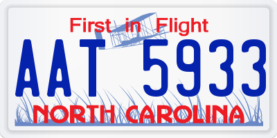 NC license plate AAT5933