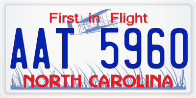 NC license plate AAT5960