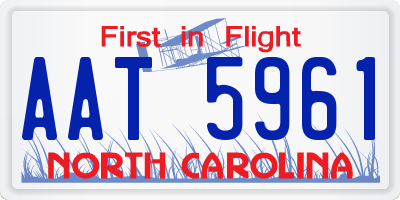 NC license plate AAT5961