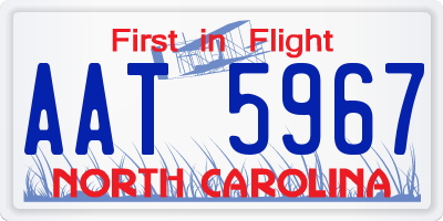 NC license plate AAT5967