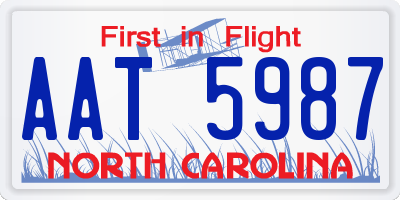 NC license plate AAT5987