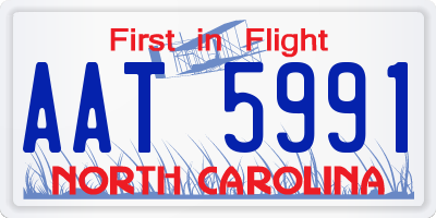 NC license plate AAT5991