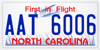 NC license plate AAT6006
