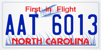 NC license plate AAT6013