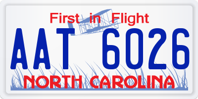 NC license plate AAT6026
