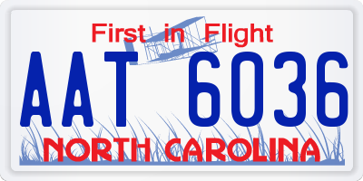 NC license plate AAT6036