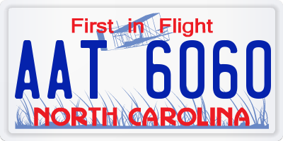 NC license plate AAT6060