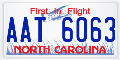 NC license plate AAT6063