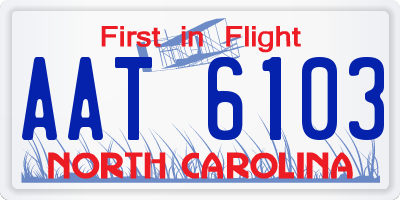 NC license plate AAT6103