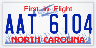 NC license plate AAT6104