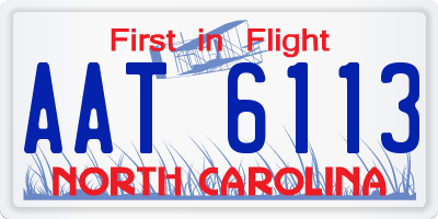 NC license plate AAT6113