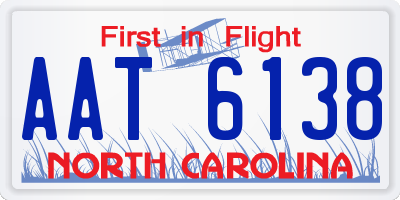 NC license plate AAT6138
