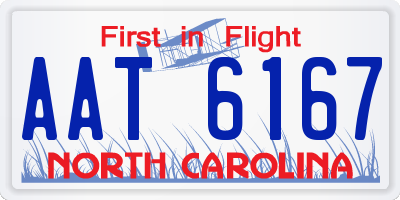 NC license plate AAT6167
