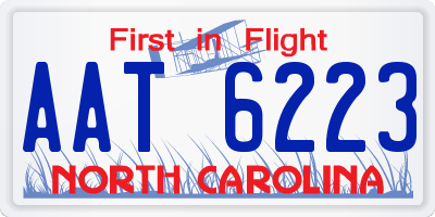 NC license plate AAT6223