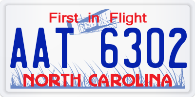 NC license plate AAT6302