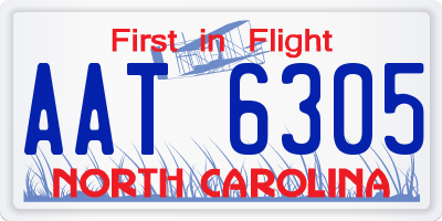 NC license plate AAT6305