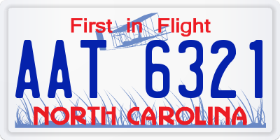 NC license plate AAT6321