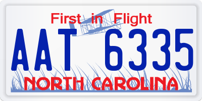 NC license plate AAT6335