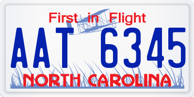 NC license plate AAT6345