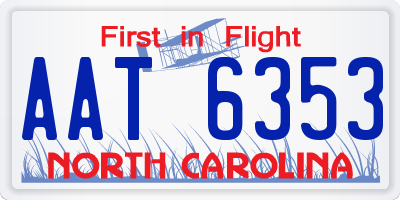 NC license plate AAT6353