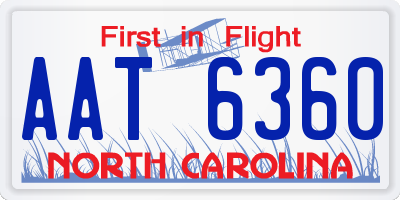 NC license plate AAT6360