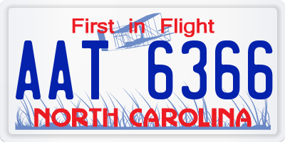 NC license plate AAT6366