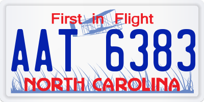 NC license plate AAT6383