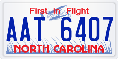 NC license plate AAT6407