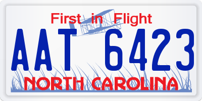 NC license plate AAT6423