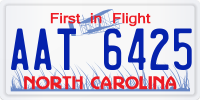 NC license plate AAT6425