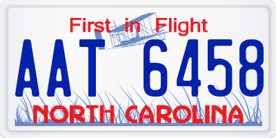 NC license plate AAT6458