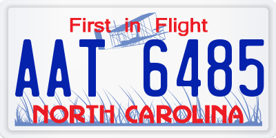 NC license plate AAT6485