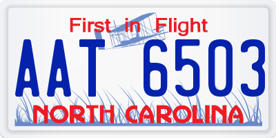 NC license plate AAT6503