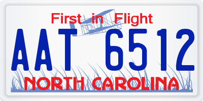 NC license plate AAT6512
