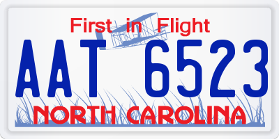 NC license plate AAT6523