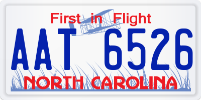 NC license plate AAT6526
