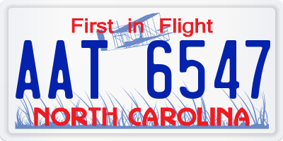 NC license plate AAT6547