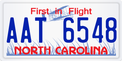NC license plate AAT6548