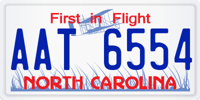 NC license plate AAT6554