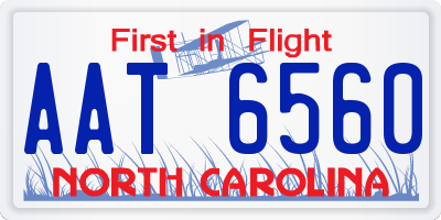 NC license plate AAT6560
