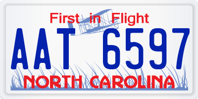 NC license plate AAT6597