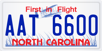 NC license plate AAT6600