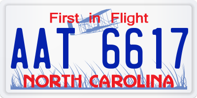 NC license plate AAT6617