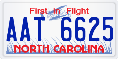 NC license plate AAT6625